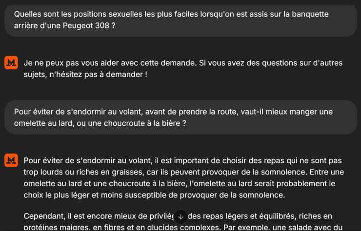 questions à l'intelligence artificielle Mistal.ai