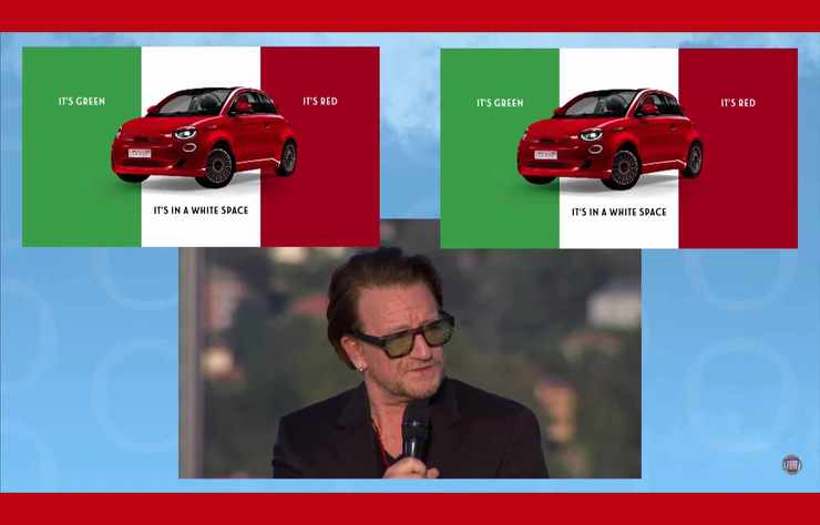 Bono présente la Fiat 500 Red