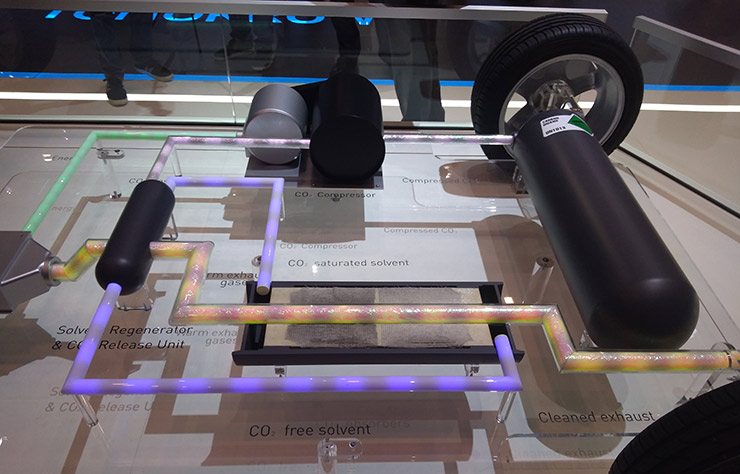 Démonstrateur technologique d'Aramco pour capturer les émissions de CO2 dans un véhicule roulant