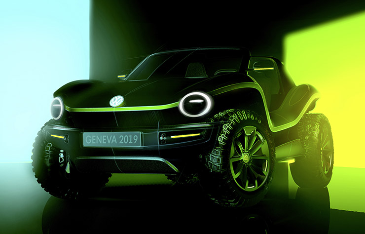 Esquisse de concept de buggy électriue Volkswagen